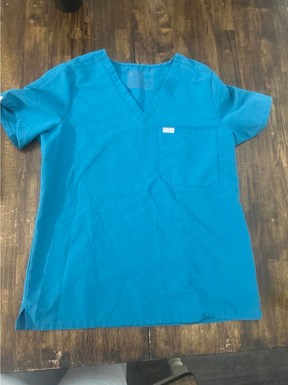 Figs Women's Short Sleeve V-Neck Top - Teal Blue